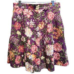 *Hemmed* Vintage Talbots floral‎ linen cotton mini skirt